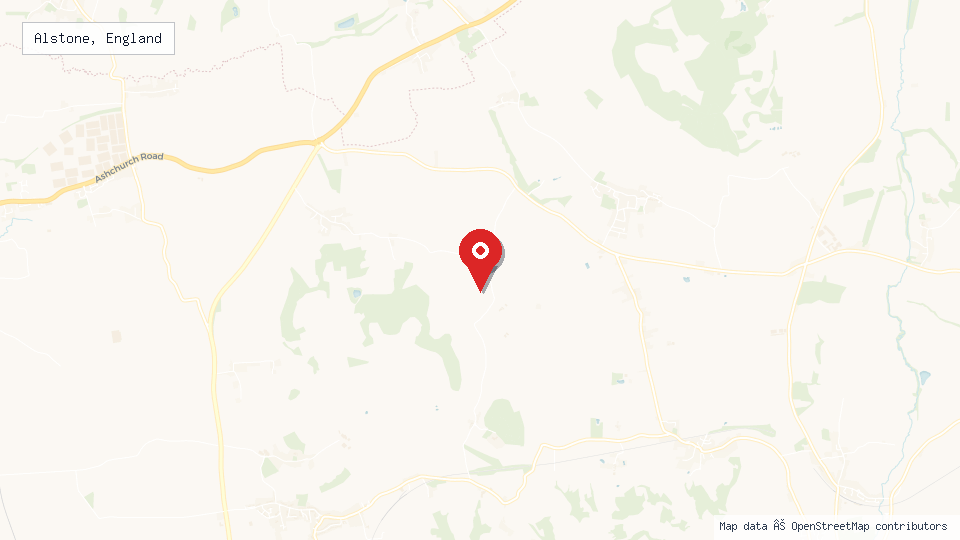 Street map of Alstone, England with location pin