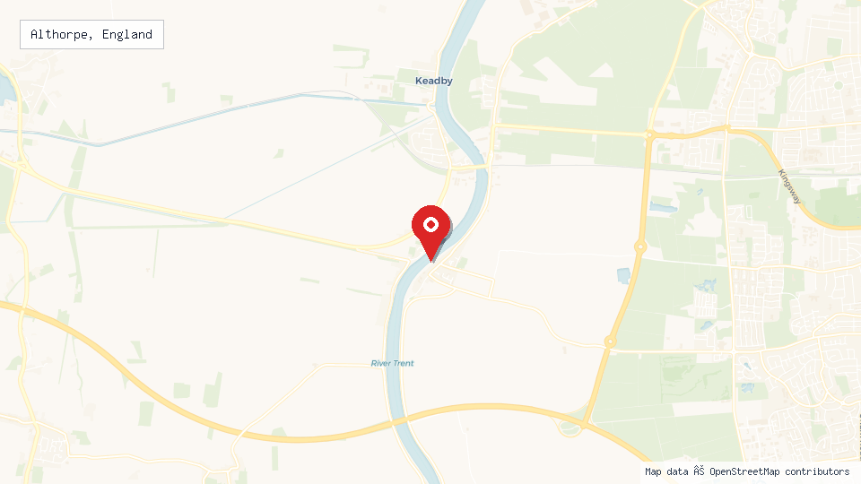 Street map of Althorpe, England with location pin