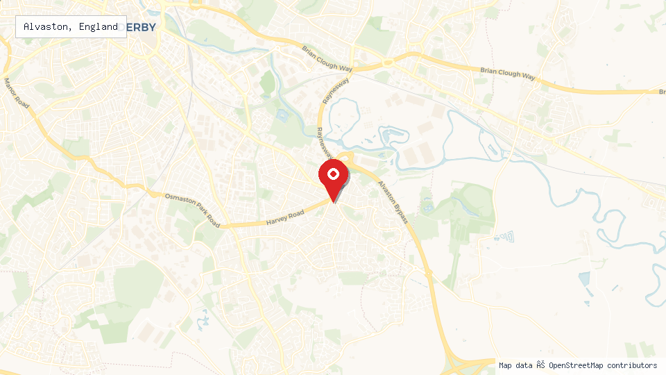 Street map of Alvaston, England with location pin