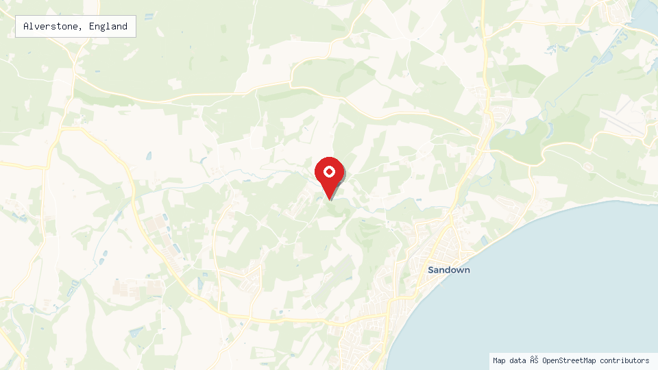 Street map of Alverstone, England with location pin
