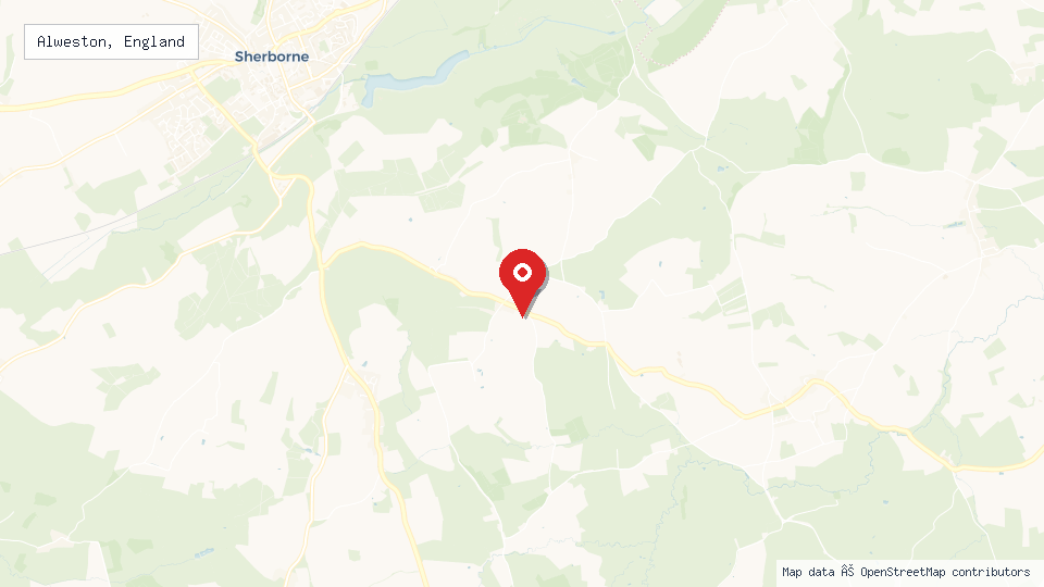 Street map of Alweston, England with location pin