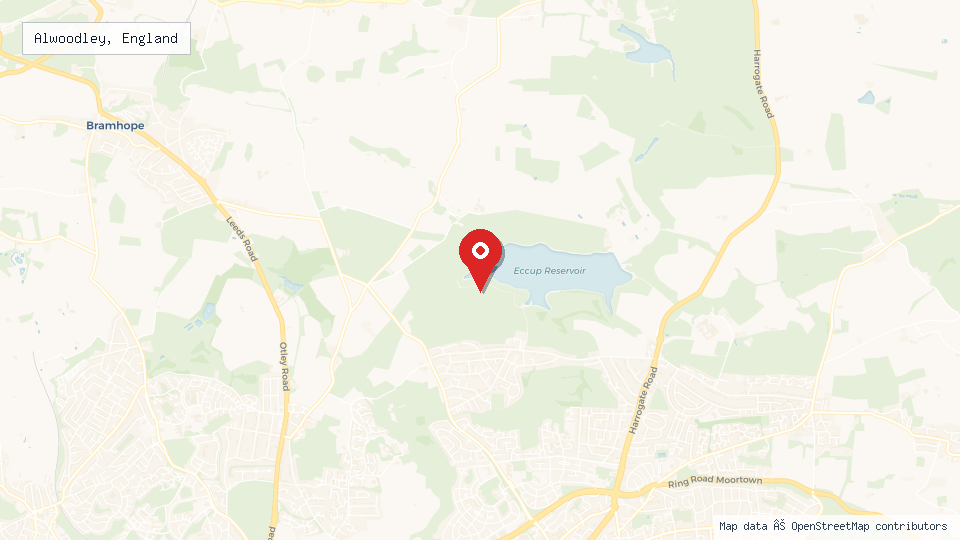 Street map of Alwoodley, England with location pin