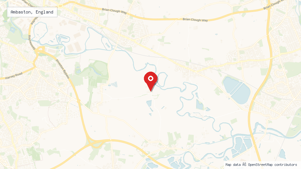 Street map of Ambaston, England with location pin