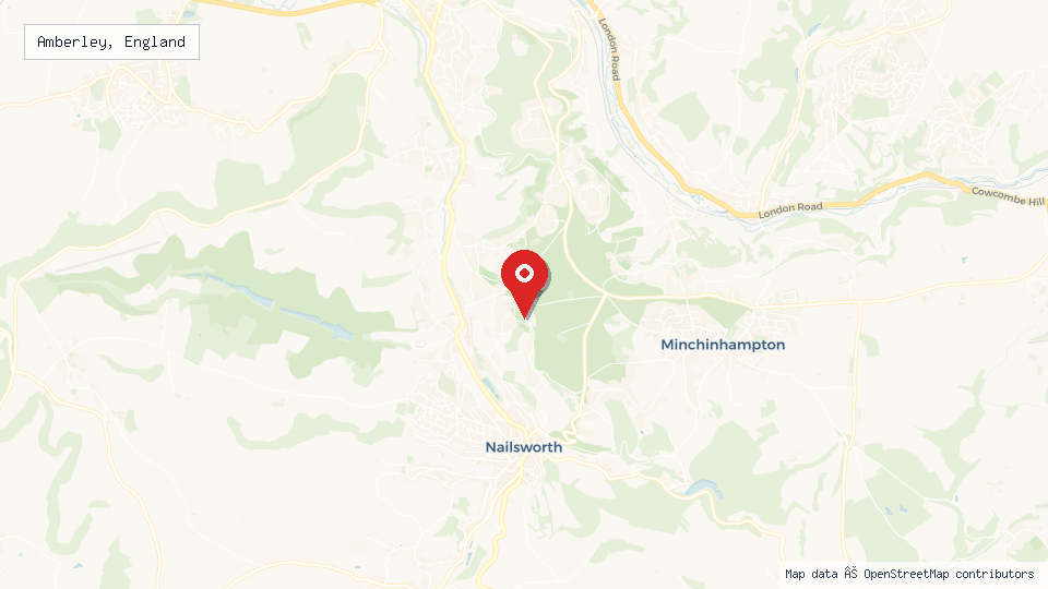 Street map of Amberley, England with location pin