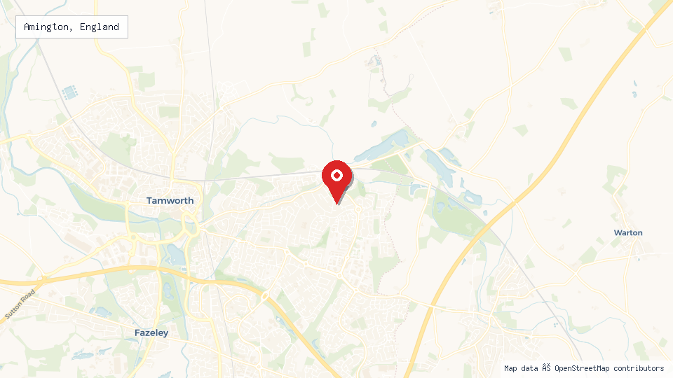 Street map of Amington, England with location pin