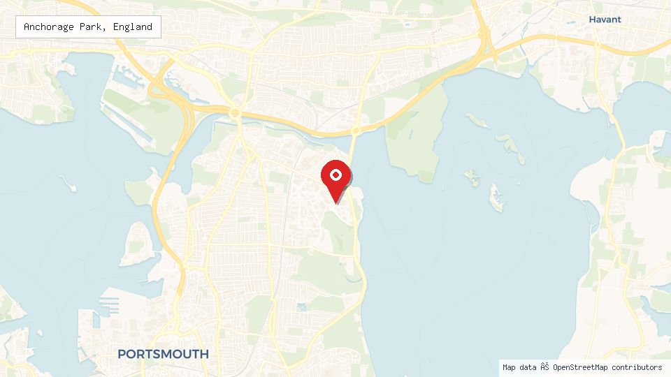 Street map of Anchorage Park, England with location pin