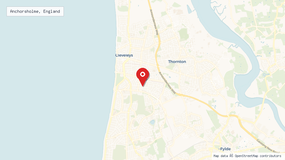 Street map of Anchorsholme, England with location pin