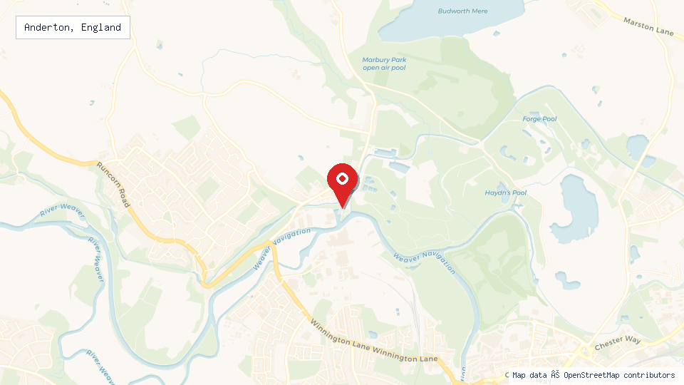 Street map of Anderton, England with location pin