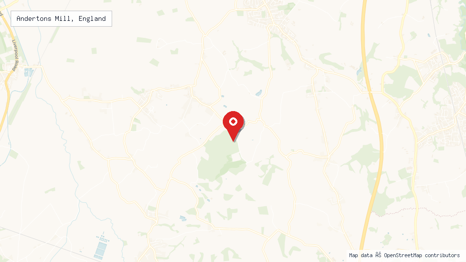 Street map of Andertons Mill, England with location pin