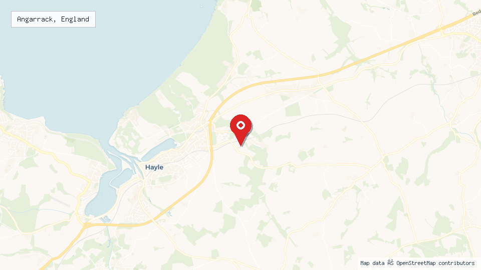 Street map of Angarrack, England with location pin