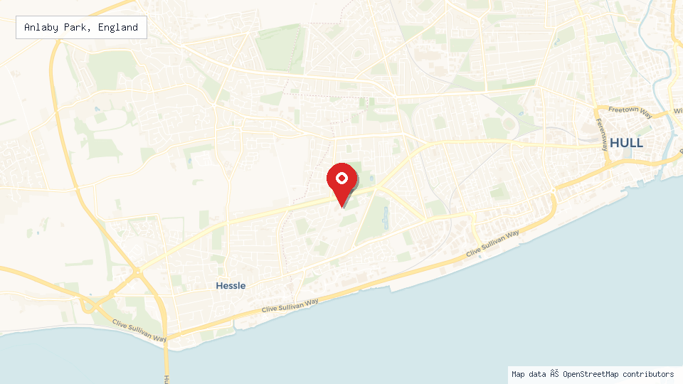 Street map of Anlaby Park, England with location pin