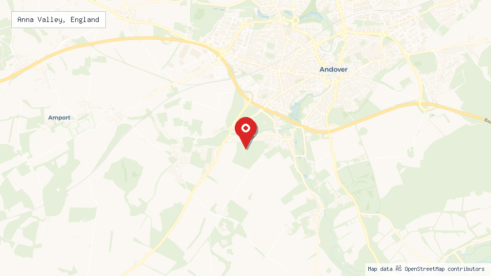 Street map of Anna Valley, England with location pin