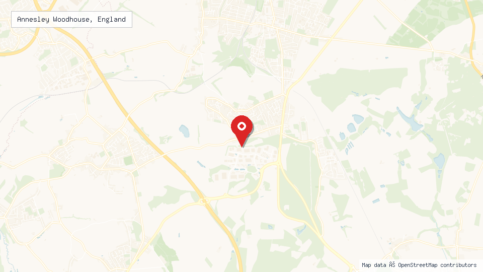 Street map of Annesley Woodhouse, England with location pin