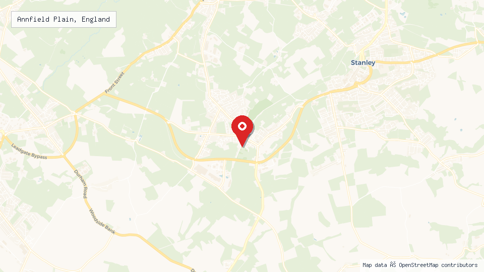 Street map of Annfield Plain, England with location pin