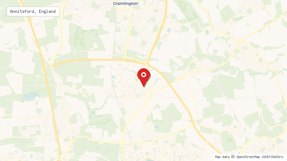 Street map of Annitsford, England with location pin