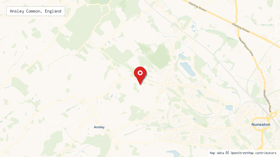 Street map of Ansley Common, England with location pin
