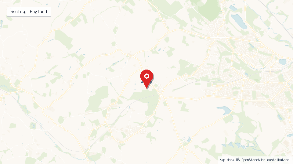 Street map of Ansley, England with location pin