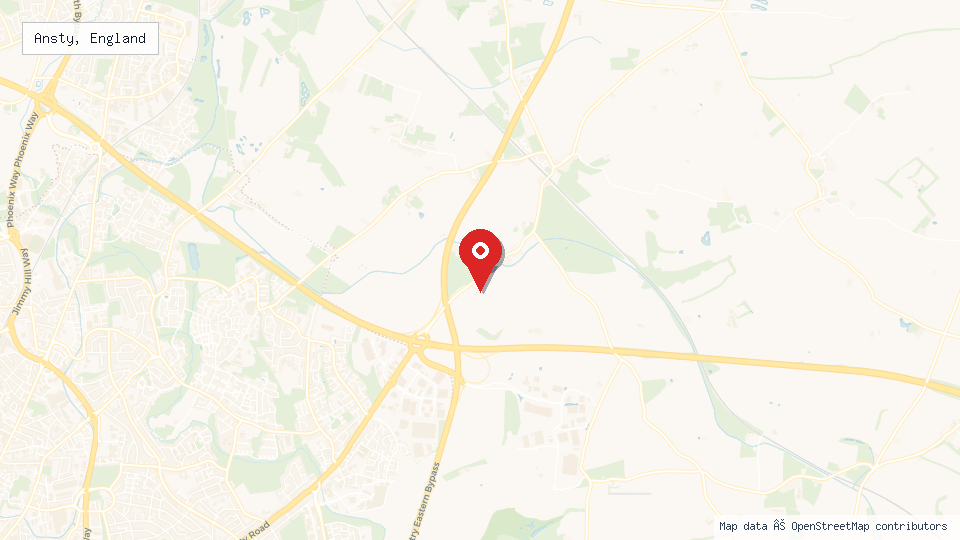 Street map of Ansty, England with location pin