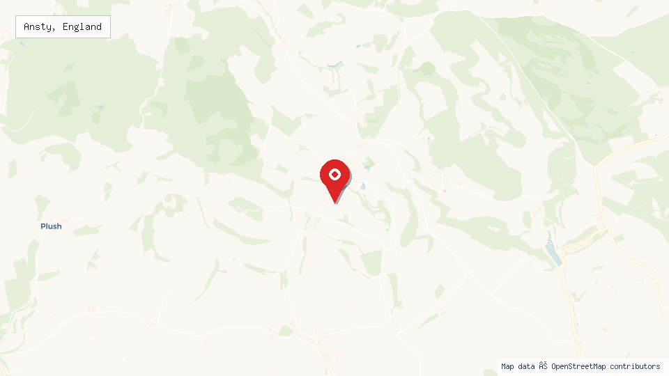 Street map of Ansty, England with location pin