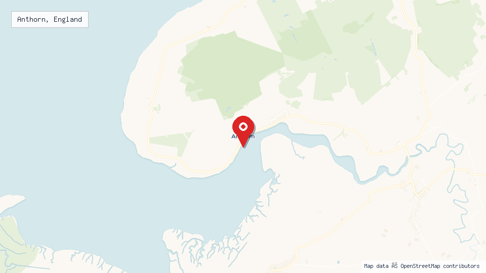 Street map of Anthorn, England with location pin