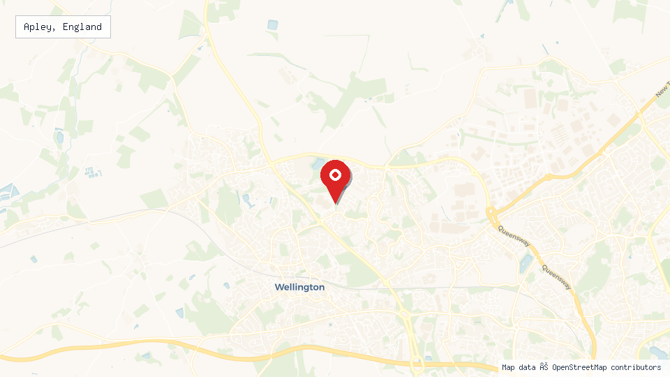 Street map of Apley, England with location pin