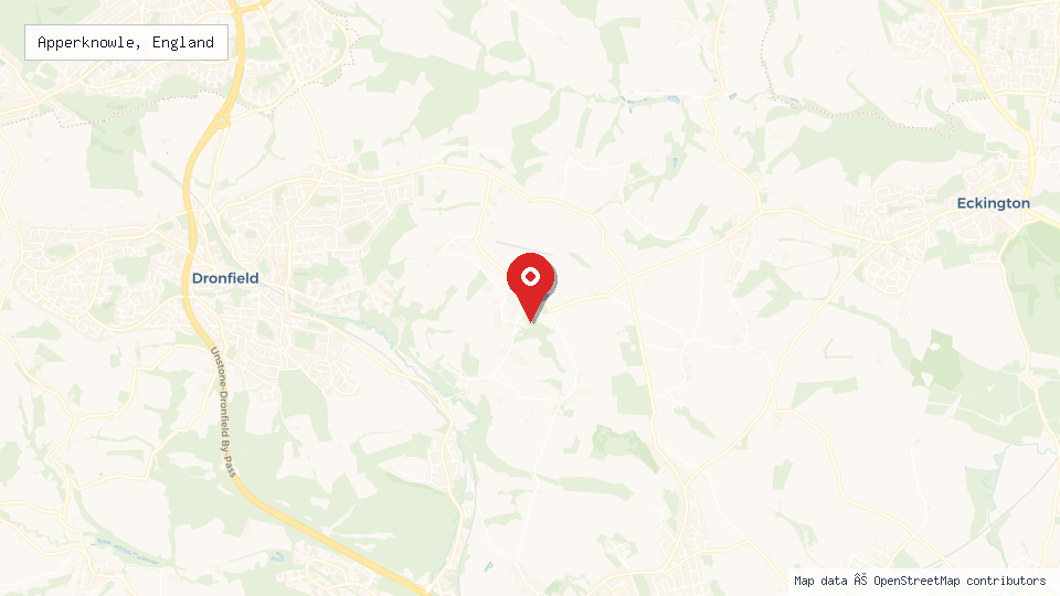 Street map of Apperknowle, England with location pin