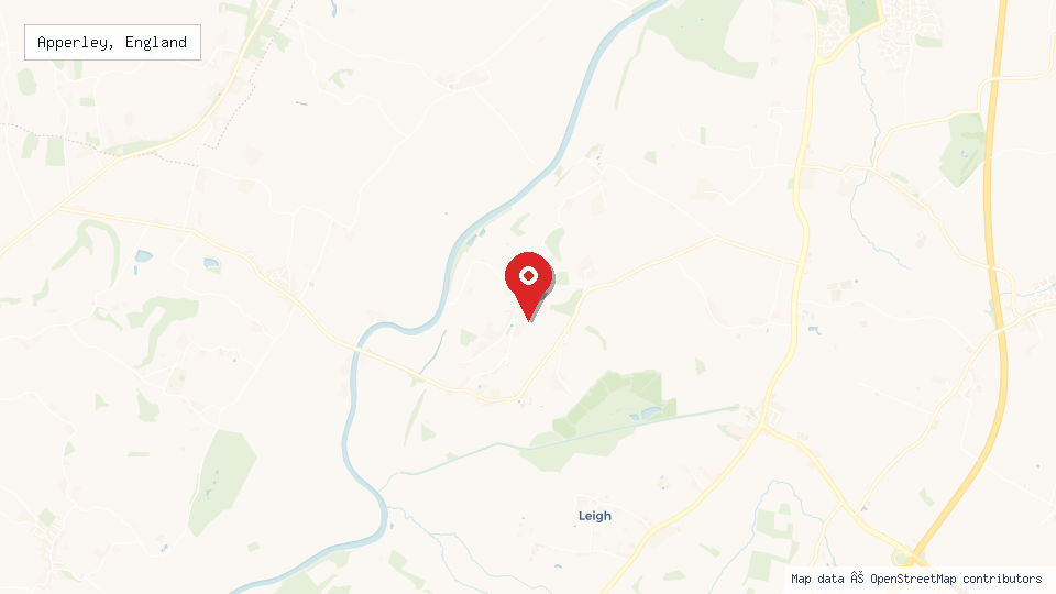 Street map of Apperley, England with location pin