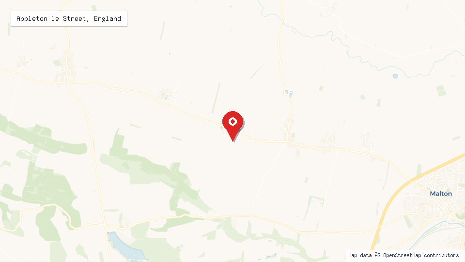 Street map of Appleton le Street, England with location pin