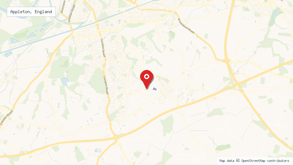 Street map of Appleton, England with location pin