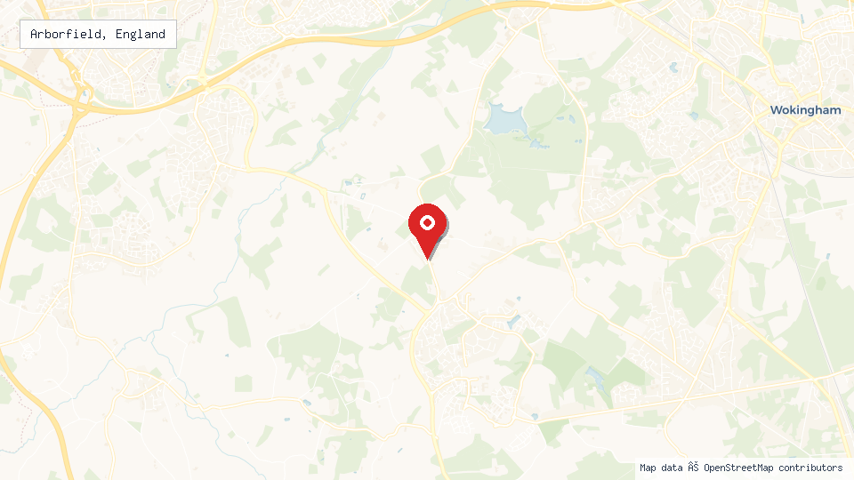 Street map of Arborfield, England with location pin
