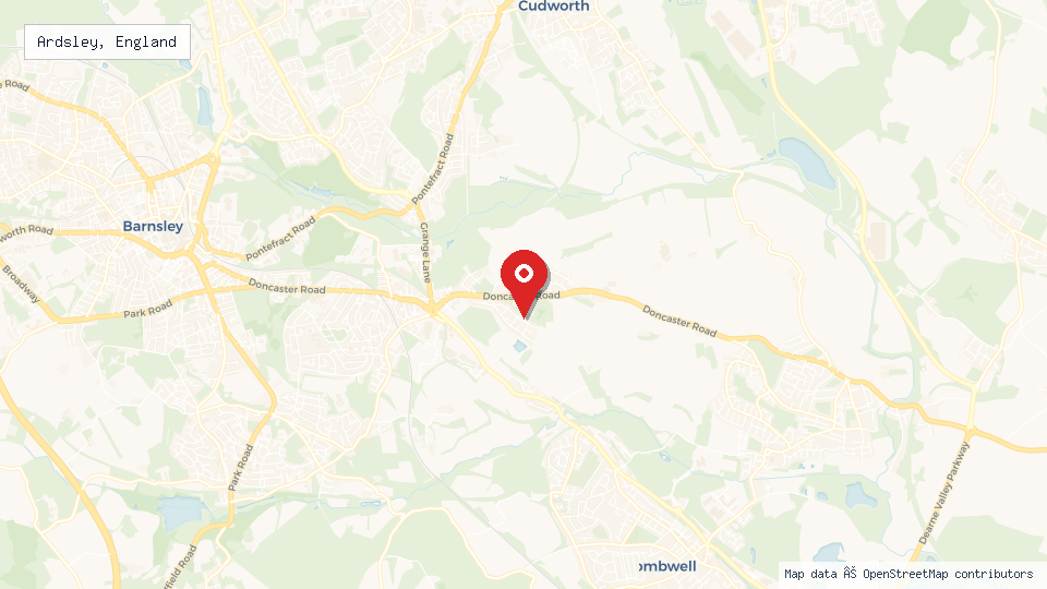 Street map of Ardsley, England with location pin