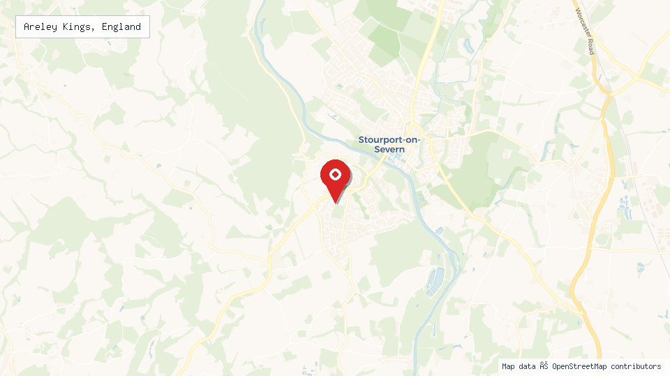 Street map of Areley Kings, England with location pin