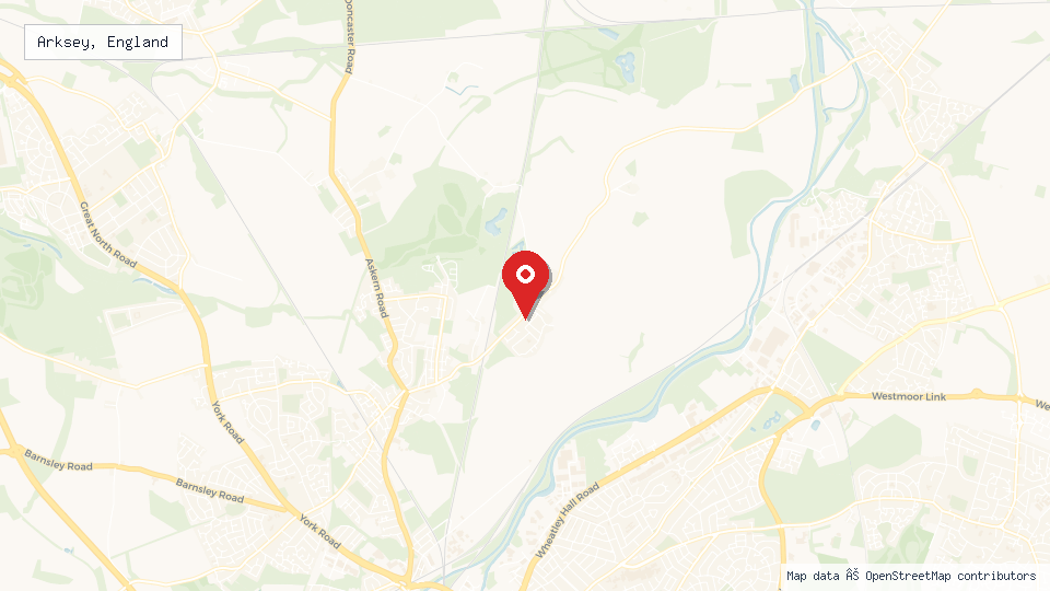 Street map of Arksey, England with location pin