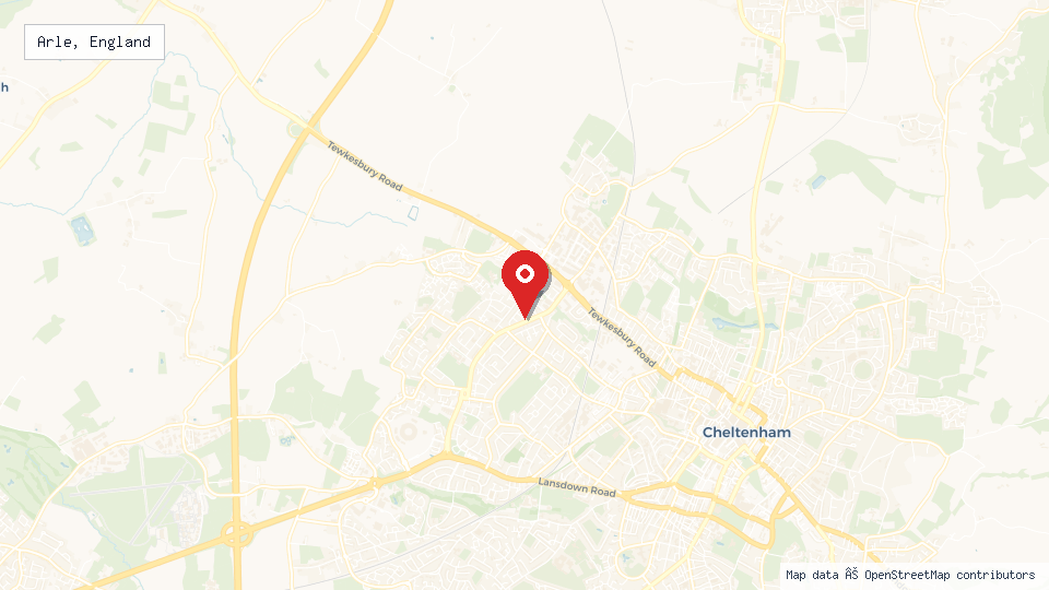 Street map of Arle, England with location pin