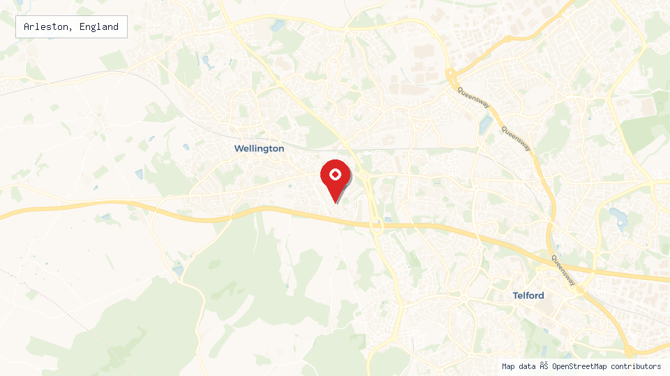 Street map of Arleston, England with location pin