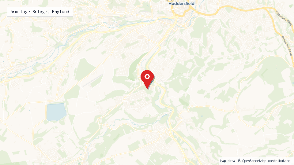 Street map of Armitage Bridge, England with location pin