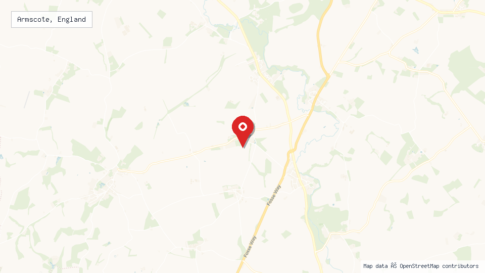 Street map of Armscote, England with location pin