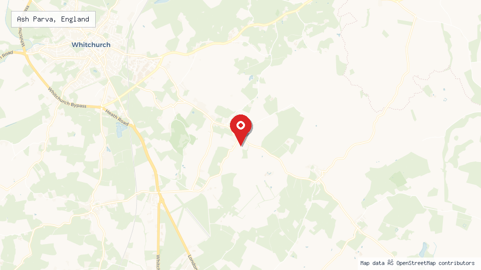 Street map of Ash Parva, England with location pin