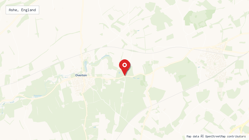 Street map of Ashe, England with location pin
