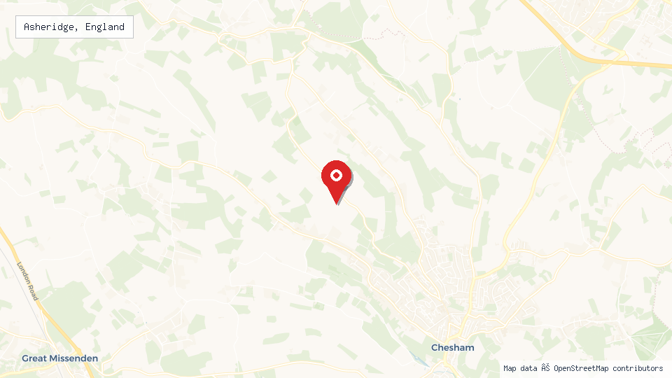 Street map of Asheridge, England with location pin