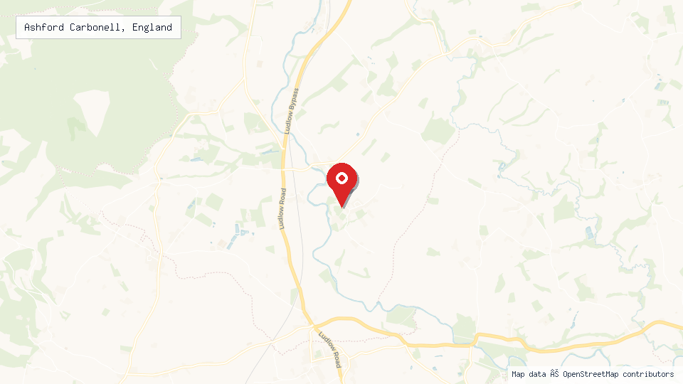 Street map of Ashford Carbonell, England with location pin
