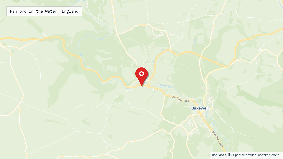 Street map of Ashford in the Water, England with location pin