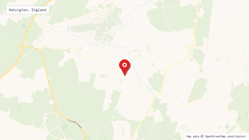 Street map of Ashington, England with location pin