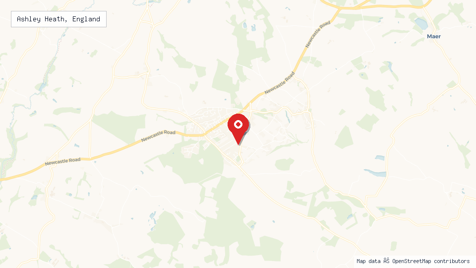 Street map of Ashley Heath, England with location pin
