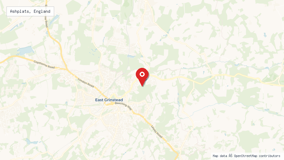 Street map of Ashplats, England with location pin