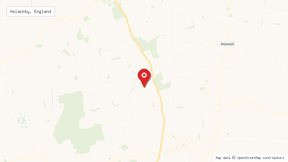 Street map of Aslackby, England with location pin