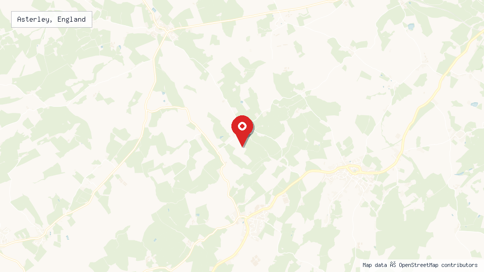 Street map of Asterley, England with location pin