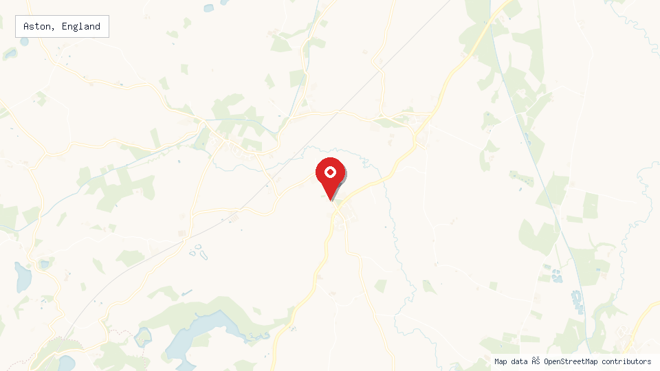 Street map of Aston, England with location pin