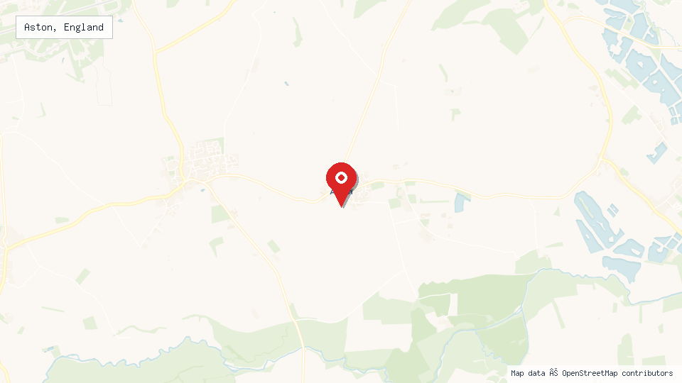Street map of Aston, England with location pin