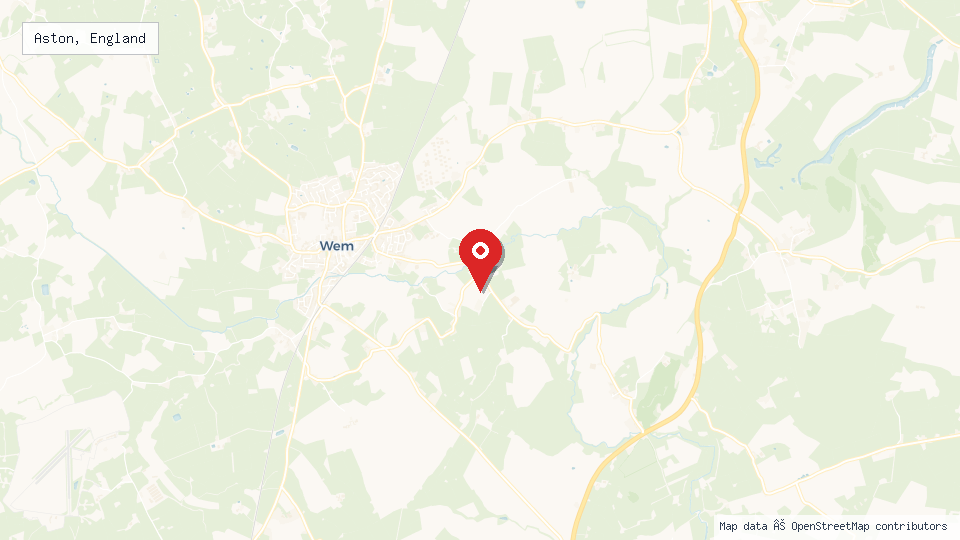 Street map of Aston, England with location pin
